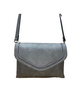 Jen & Co Women’s Gray Faux Leather With Adjustable Strap Crossbody Bag